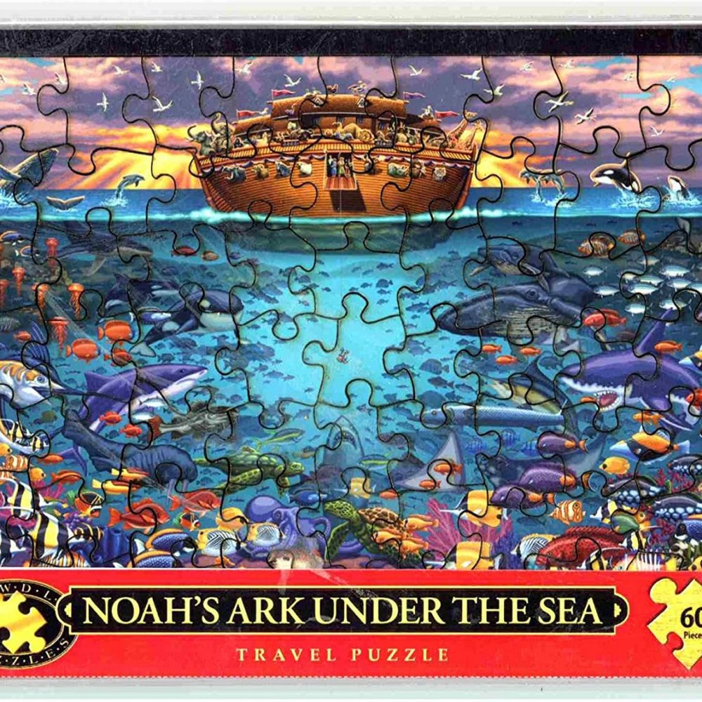 Dowdle Folk Art Noah's Ark Under The Sea 60 pc Wood Travel Puzzle